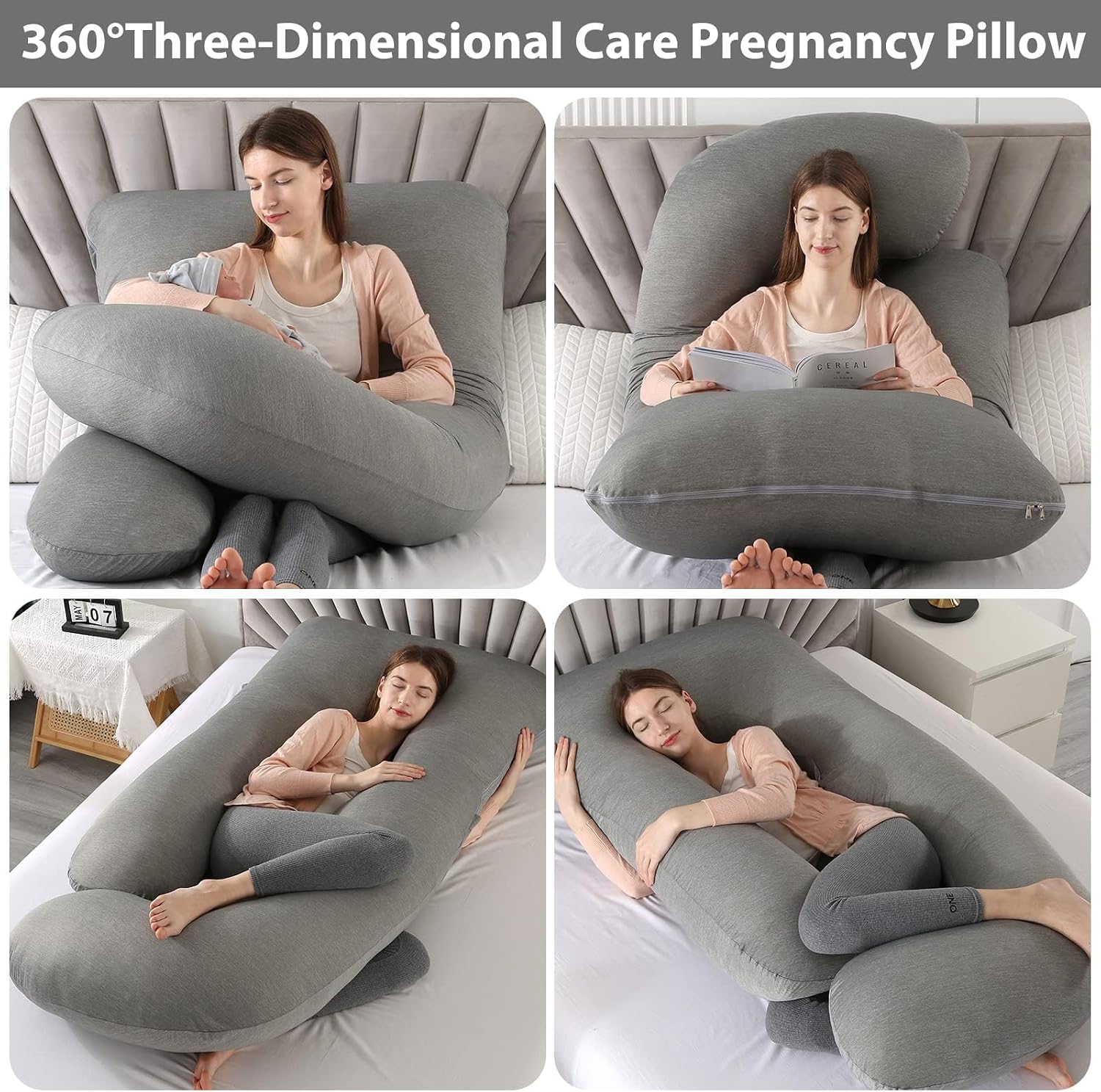 BATTOP Pregnancy Pillows with Cooling Cover, Maternity Body Pillow for Sleeping, Support for Back, Hips, Legs, Belly for Pregnant…
