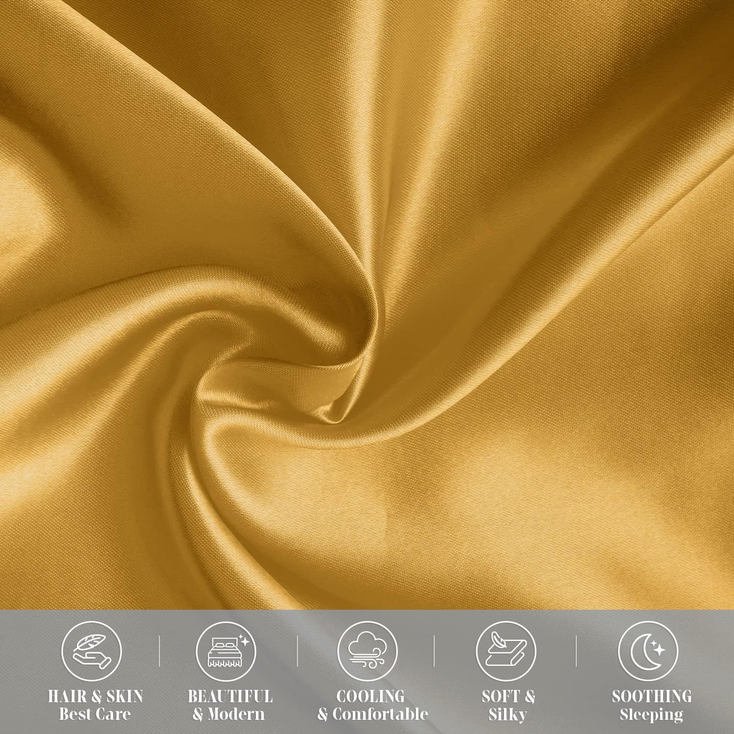 Elegantcomfort Elegant Comfort 2-Pack Cooling Viscose Satin Pillowcase Set with Hidden Zipper Closure, Silky Smooth for Hair and fabric…