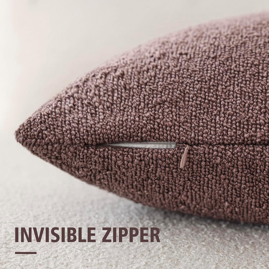 Foindtower Decorative Textured Boucle Throw Pillow Covers Accent Solid Pillow Cases Neutral Soft Cozy Couch Cushion Case for Chair Sofa…