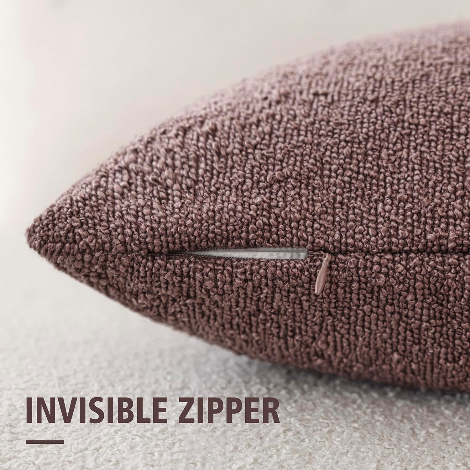 Foindtower Decorative Textured Boucle Throw Pillow Covers Accent Solid Pillow Cases Neutral Soft Cozy Couch Cushion Case for Chair Sofa…