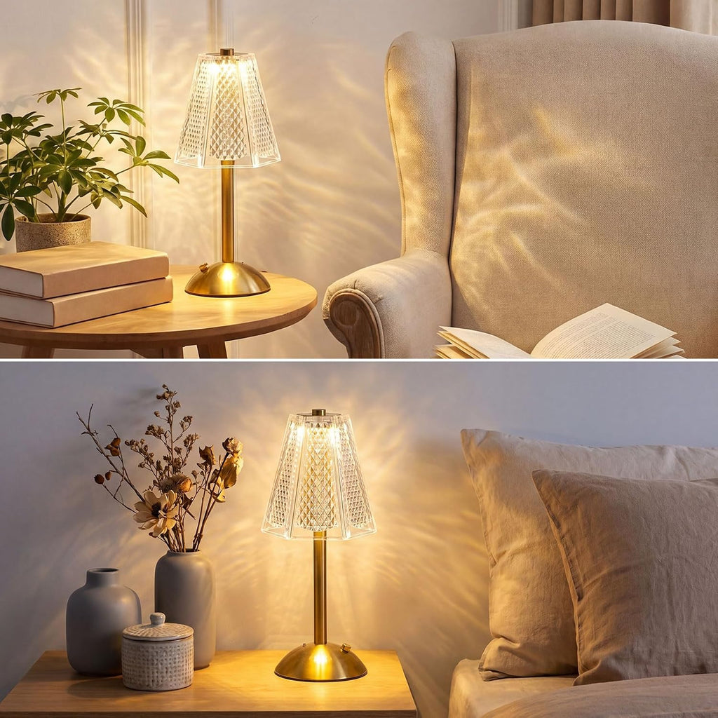 Liliful 2 Pcs Cordless Table Lamp Rechargeable Touch LED Small Gold Portable Battery Operated USB-c Desk Lamp 3 Color Dimmable for…