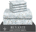 Ruvanti 100% Cotton Percale Sheets King Size 6 Piece Set, Cooling Bed Sheets for Hot Sleepers, Deep Pocket 16”, Breathable Lightweight & Du…