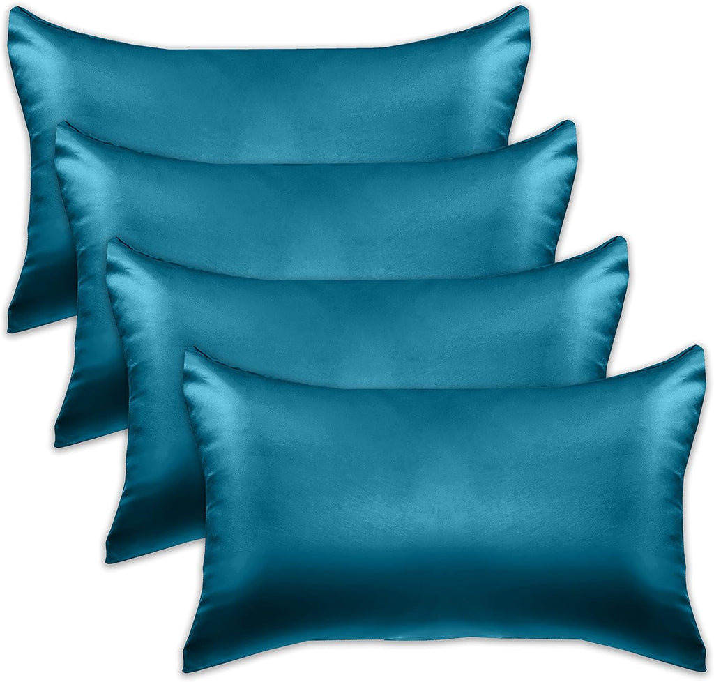 Elegantcomfort Elegant Comfort 4-Pack Cooling Viscose Satin Pillowcase Set with Hidden Zipper Closure, Silky Smooth for Hair and fabric…