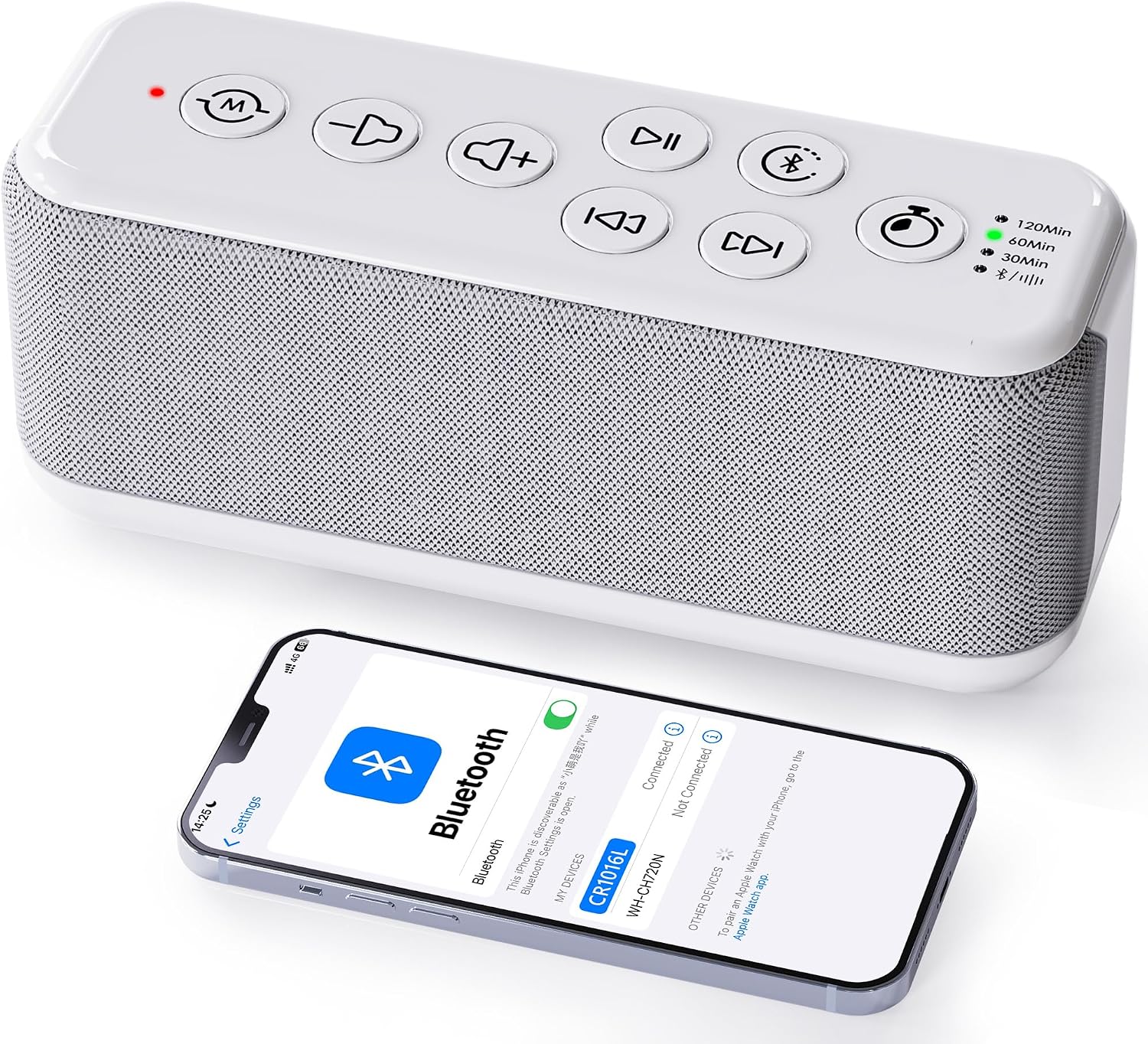 OnLyee White Noise Sound Machine with Bluetooth Speaker, 15 Soothing Sounds for Sleep, Baby & Office Privacy, 3000mAh Rechargeable…