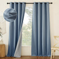 NICETOWN Stone Blue Full Shade Faux Linen Curtain Panels 90" Long, Pair of Energy Smart & Noise Blocking Out Blackout Drapes for Guest…
