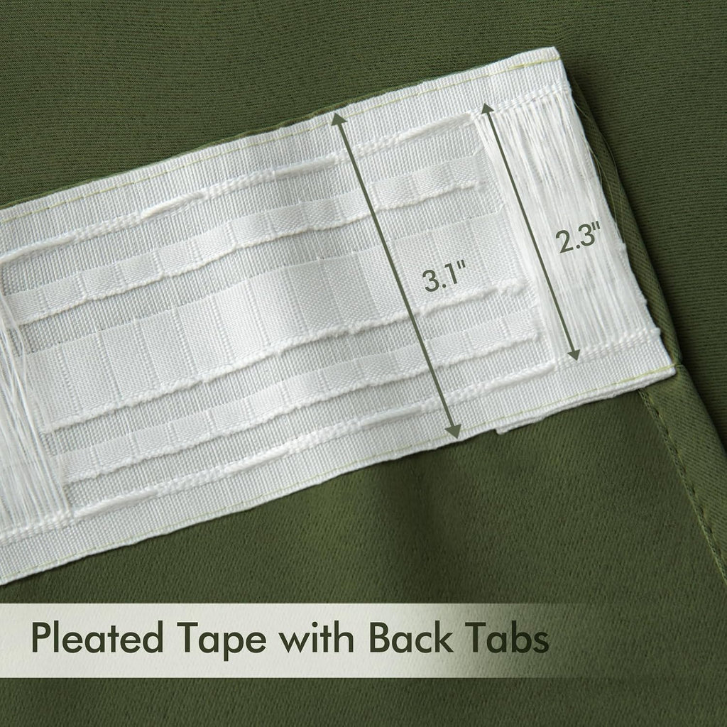 Miulee Olive Green Back Tab Blackout Curtains 90 Inches Long 2 Panels Set for Living Room Bedroom Privacy, Rod Pocket/Pinch Pleat Thermal I…