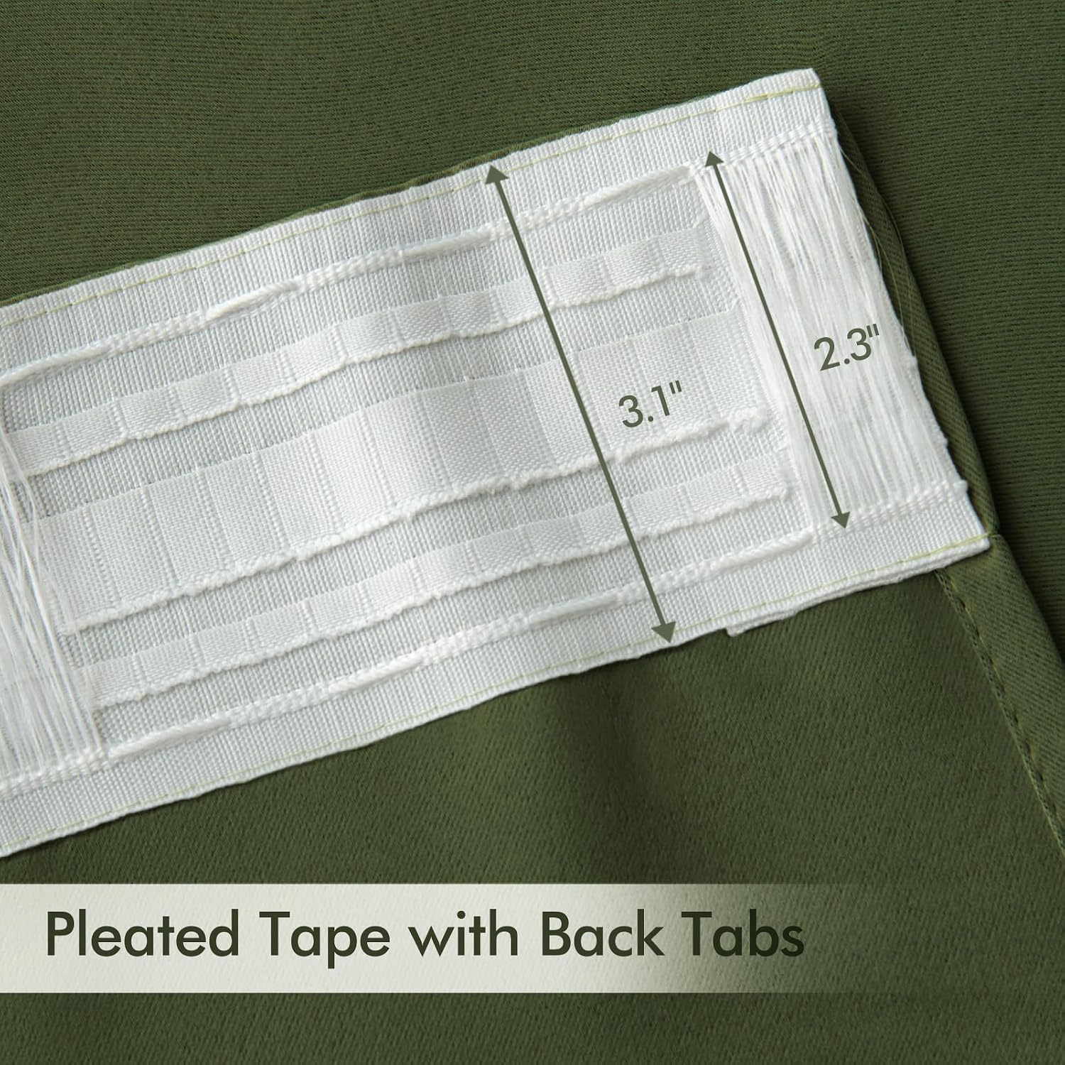 Miulee Olive Green Back Tab Blackout Curtains 90 Inches Long 2 Panels Set for Living Room Bedroom Privacy, Rod Pocket/Pinch Pleat Thermal I…