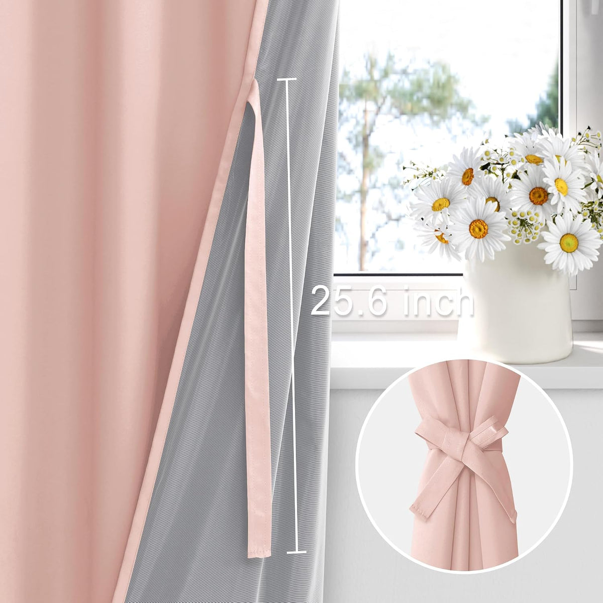 Xwzo 100% Blackout Curtains 2 Panels with Tiebacks- Heat and Full Light Blocking Window Treatment with Black Liner for Girl's Room/Nursery,…