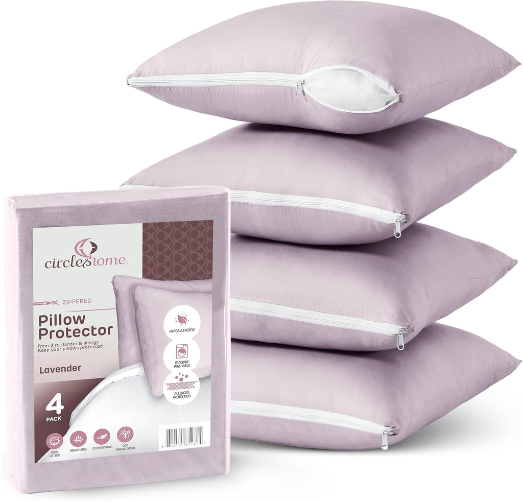 CIRCLESHOME Throw Pillow Protectors - 100% Cotton Breathable Pillowcases - 18 X 18 Square Pillowcases - Protects Pillows from Dirt, Dust…
