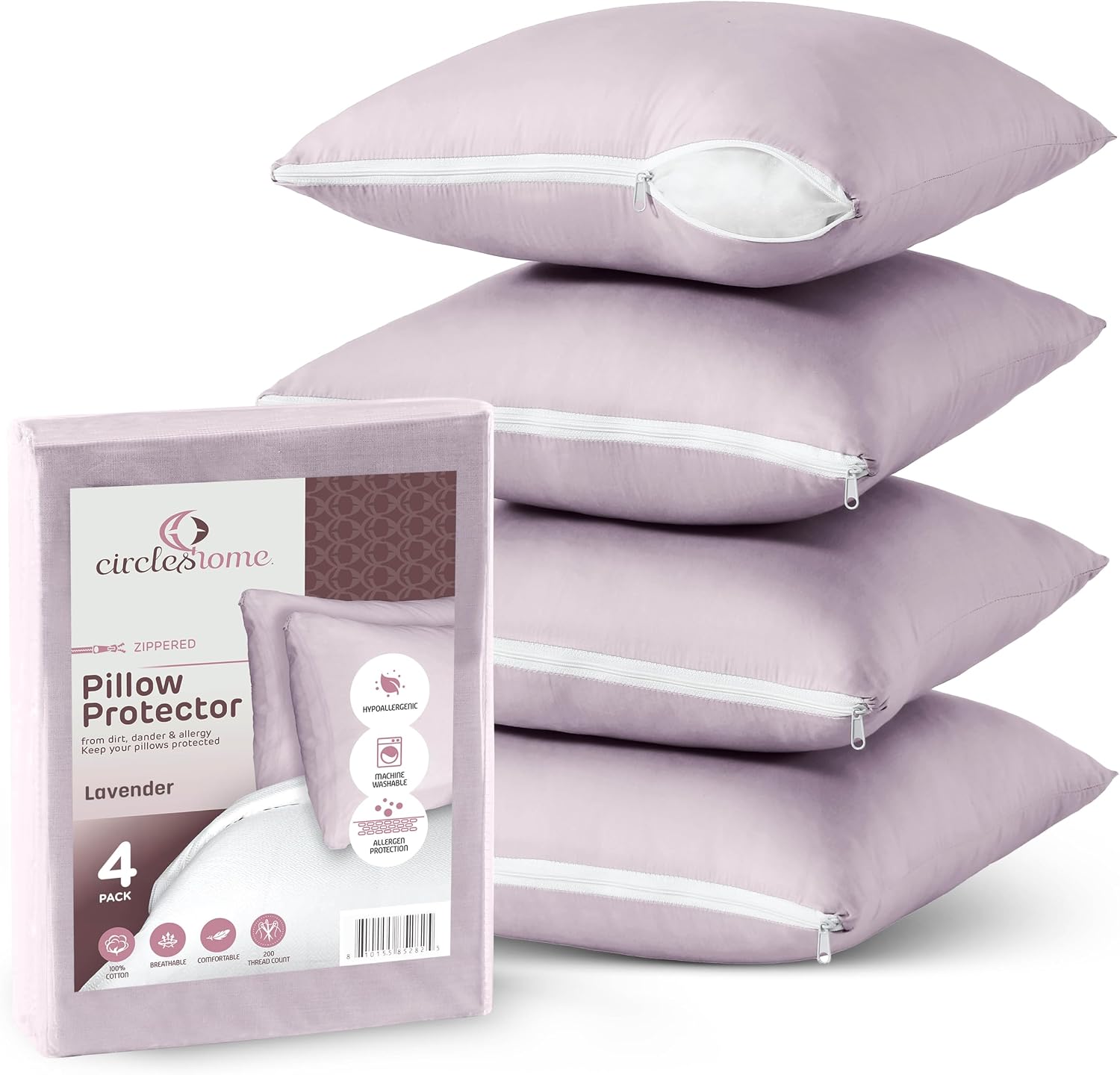 CIRCLESHOME Throw Pillow Protectors - 100% Cotton Breathable Pillowcases - 18 X 18 Square Pillowcases - Protects Pillows from Dirt, Dust…