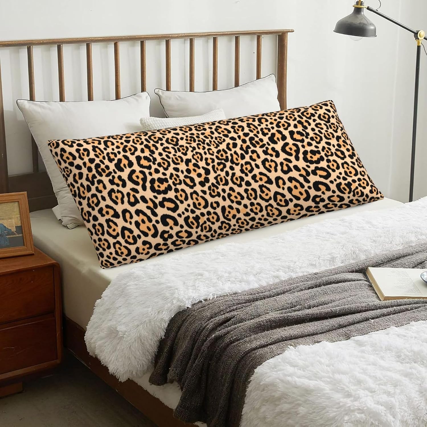 Sovvin Animal Leopard Print Body Pillow Cover Long Pillow Case with Zipper Decorative Soft Cushion Bedding Pillowcase for Couch Bedr…