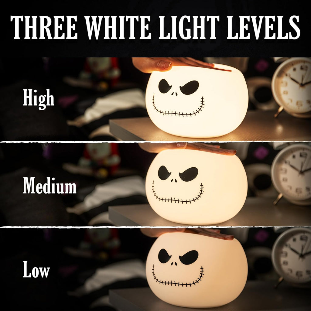 Disney Jack Skellington Squishy Light - Color-Changing Night Light for Kids & Adults, USB/Battery Operated Dimmable Lamp, Halloween &…