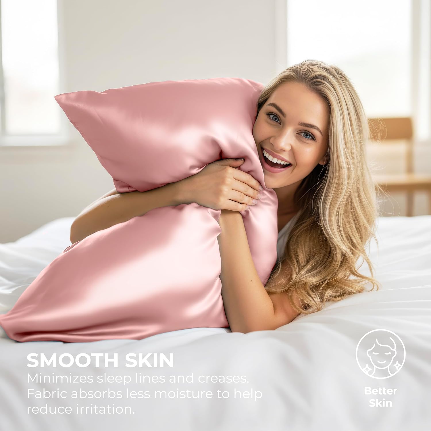 PureBedding Pure Bedding Satin Pillowcase 2 Pack - King Size (20"x40", Pink) - Silky Pillow Cases for Hair and Skin - Satin Pillow Covers w…