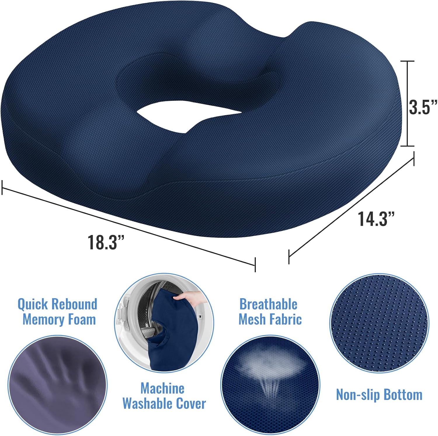 CloudBliss Donut Pillow Seat Cushion for Tailbone and Hemorrhoids, Memory Foam Seat Chair Cushion for Postpartum Pregnancy, Seat Cushions f…