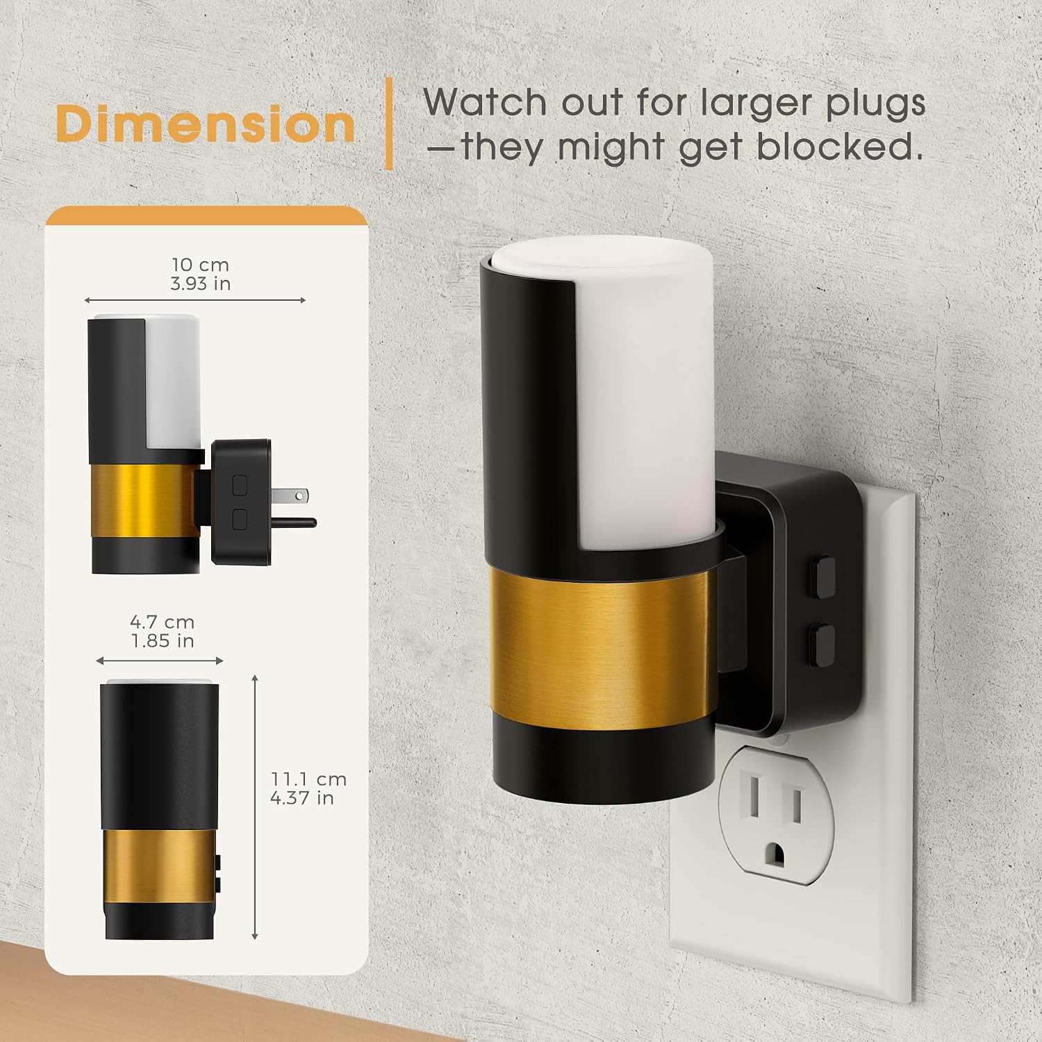 Briignite Night Lights Plug into Wall, 2 Pack Dimmable 3CCT Night Light for Kids, Amber/3000K/5000K Adjustable NightLights Plug in, 360°…