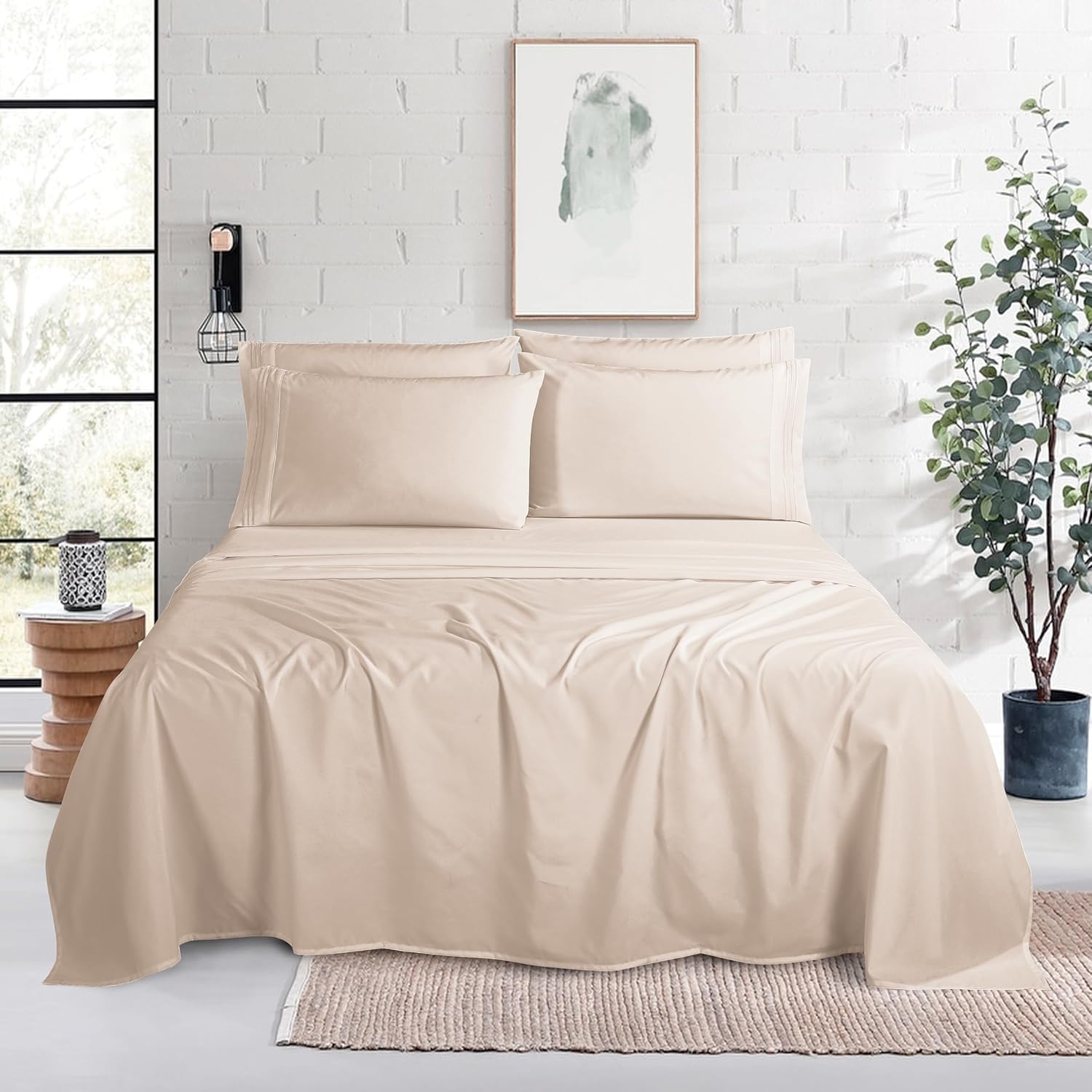 MocassiLuxuryBedding Mocassi Luxury 4-Piece Sheet Set, Ultra Soft 1800 Hotel Quality Microfiber Sheet Set, Fits Mattresses Up to 18 to 24 I…