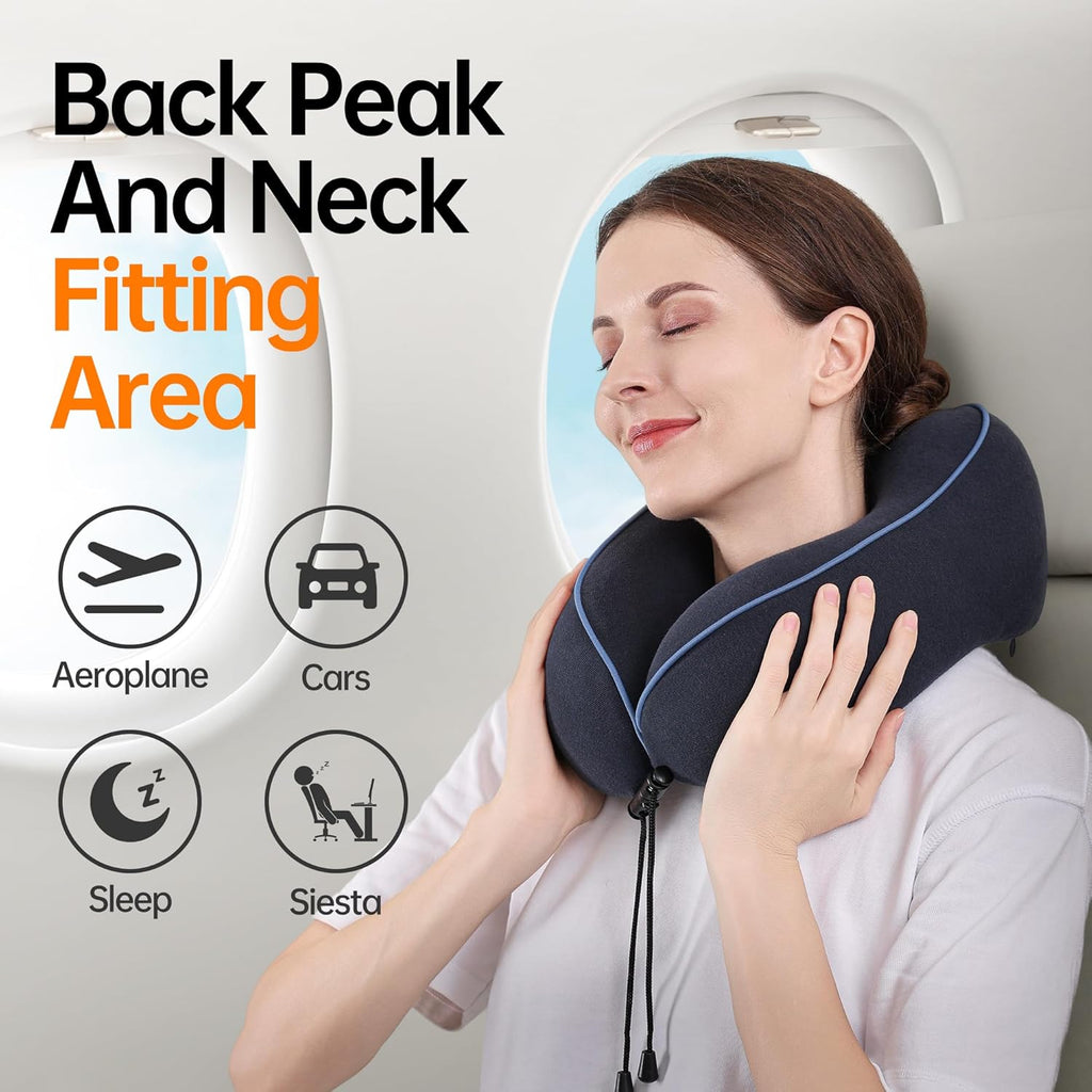 MANXUEKAI Travel Neck Pillow 100% Pure Memory Foam Travel Pillow for Sleeping on Airplane, Car, Train, Bus, Office and Home Use, Washable…