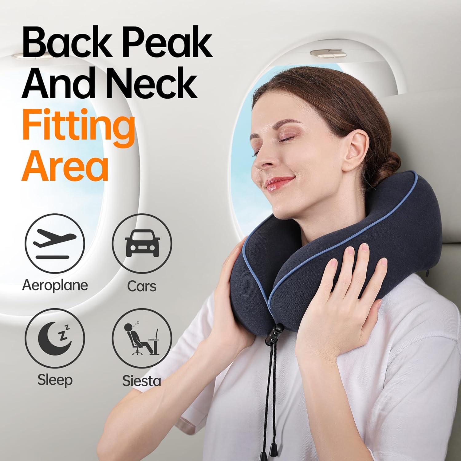 MANXUEKAI Travel Neck Pillow 100% Pure Memory Foam Travel Pillow for Sleeping on Airplane, Car, Train, Bus, Office and Home Use, Washable…
