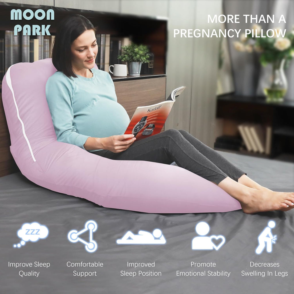Moonpark MOON PARK Pregnancy Pillows for Sleeping - U Shaped Full Body Maternity Pillow with Removable Cover - Support for Back, Legs, Bell…