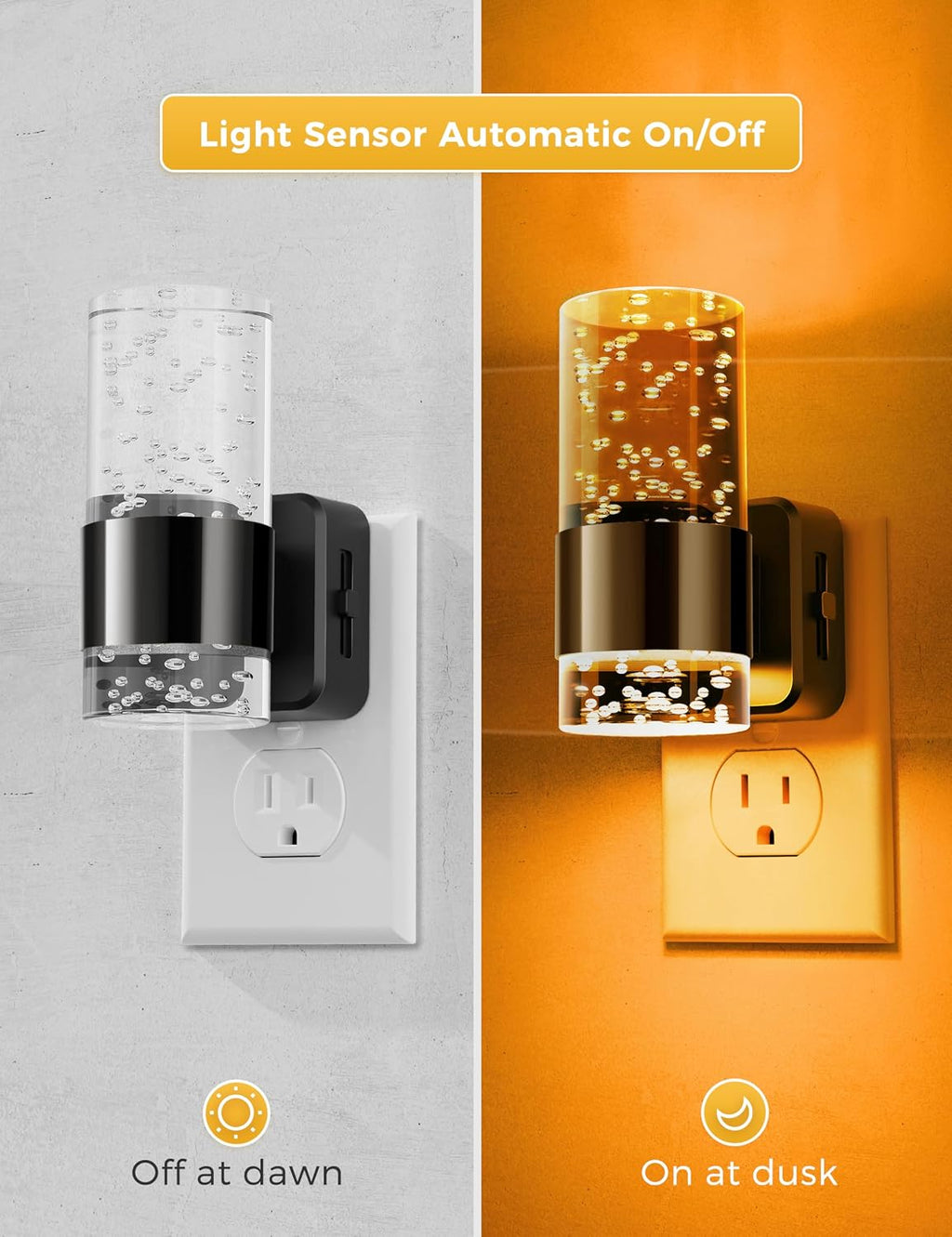 L LOHAS LED Night Light, Dimmable Night Lights Plug into Wall, Acrylic Nightlights with 0-100 LM Adjustable Brightness, Amber Plug in…