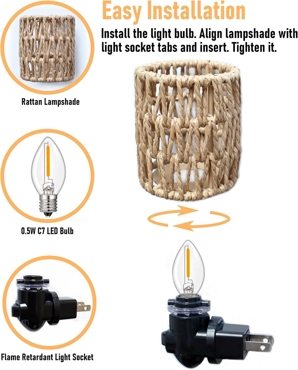 Boho Plug in Night Light with Switch, 2-Pack Farmhouse LED Night Lights Plug into Wall Socket, 0.5W Baby Nursery Nightlight with Bohemian…