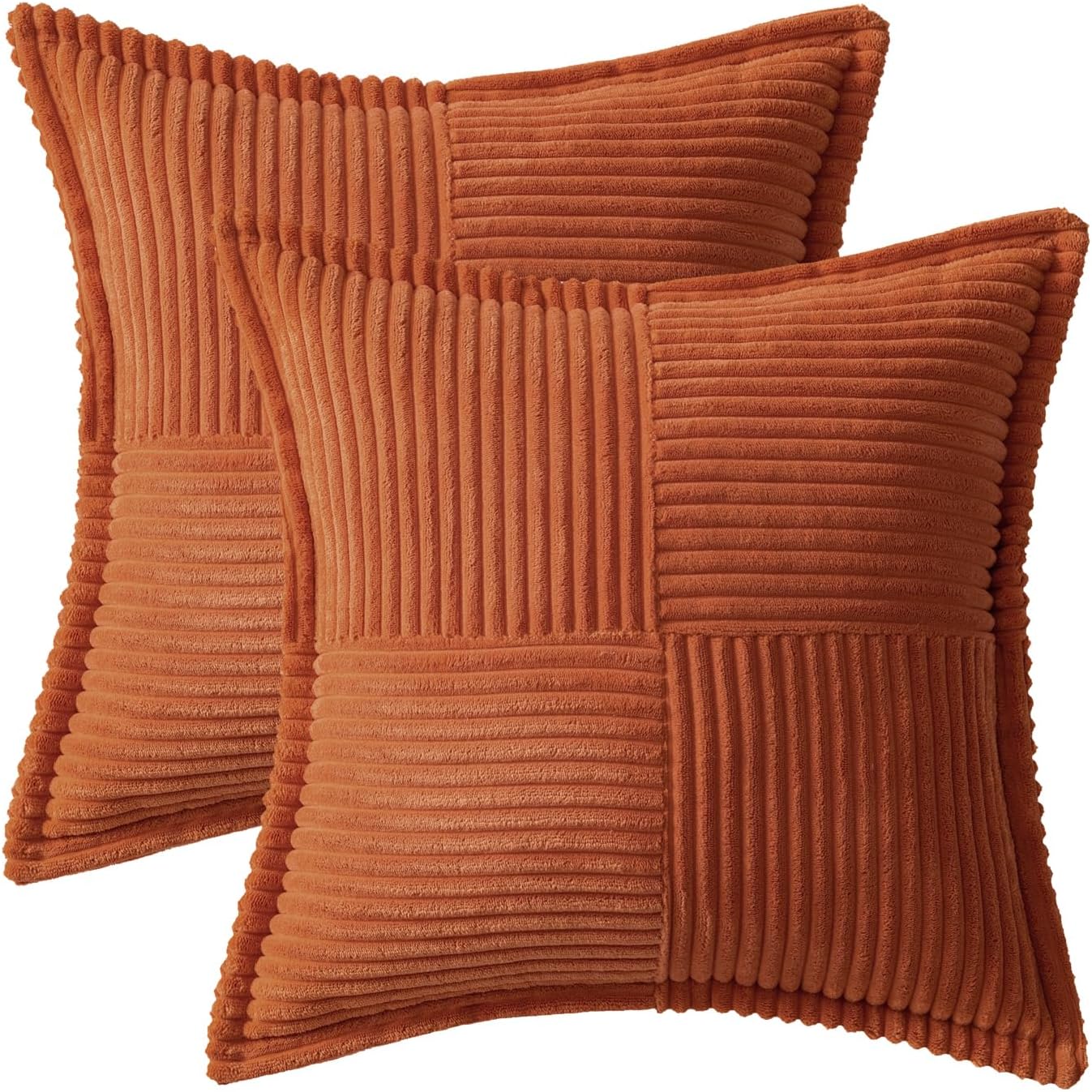 MIULEE Rust Decorative Throw Pillow Covers for Couch Bed Livingroom 12x12 Inch Set of 2 Boho Accent Throw Pllows Broadside Striped…