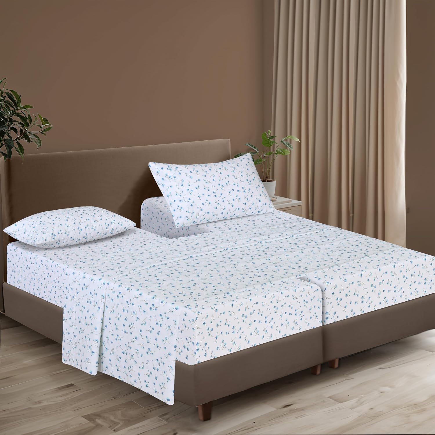 Zoyer 100% Cotton Sheets – Split King Size Percale Bedding, Cooling & Breathable, Durable with a Crisp, Soft & Comfortable Feel, 16" Deep P…