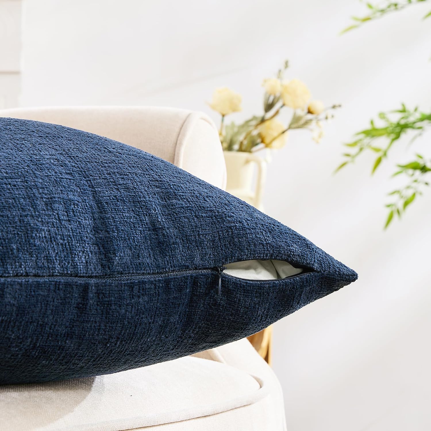 Gawamay Set of 2 Soft Textured Chenille Throw Pillow Covers 26x26 Inch (66x66 CM), Decorative Pillowcases Cushion Covers for Farmhouse Home…