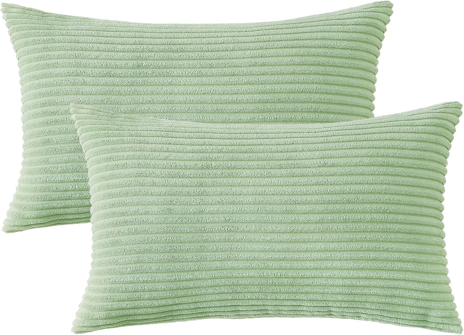 Mecatny Corduroy Summer Decorative Throw Pillow Covers 12x20 Set of 2 for Sofa Living Room, Soft Neutral Boho Couch Pillow Covers for…