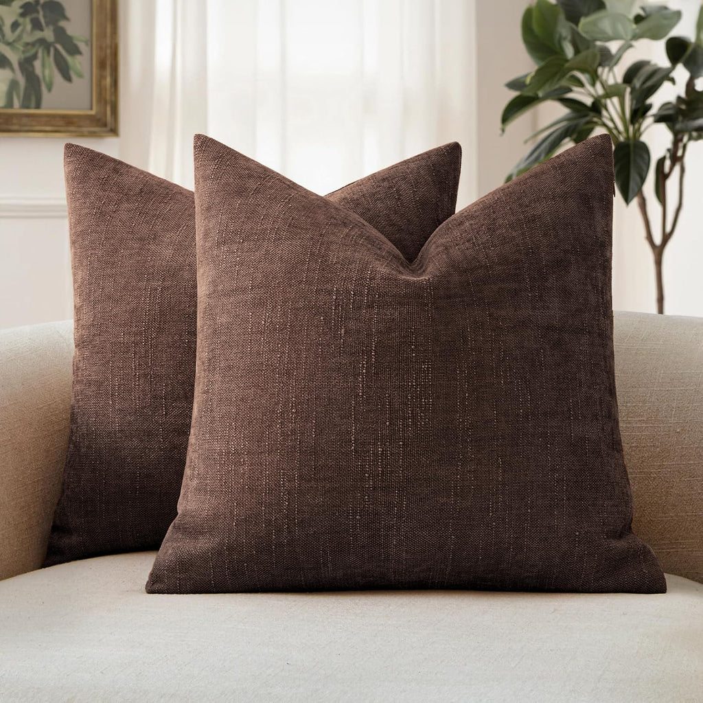 MIULEE Pack of 2 Decorative Throw Pillow Covers Soft Chenille Throw Pillows Solid Neutral Farmhouse Textured Cushion Covers for Couch…