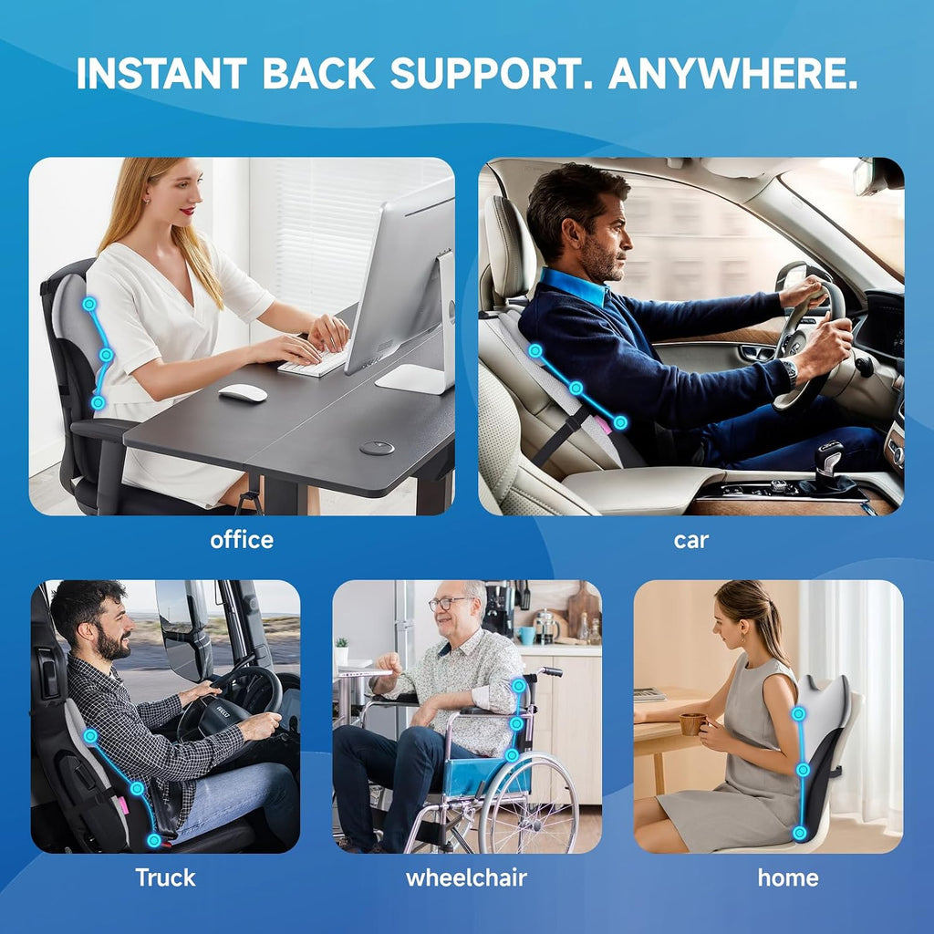 Niceedaybrand Lumbar Support Pillow for Office Chair Car, Gaming Chair Lower Back Memory Foam Cushion with 3D Soft Cover Enhance Your Drivi…