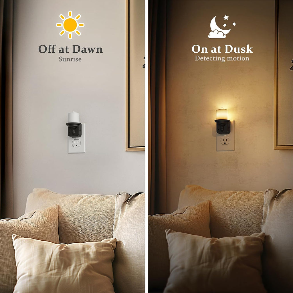 JandCase Flameless Candle Night Light, 2 Pack Night Lights Plug into Wall, 3000K Soft White, 0-100LM Dimmable Nightlight, Dusk to Dawn…