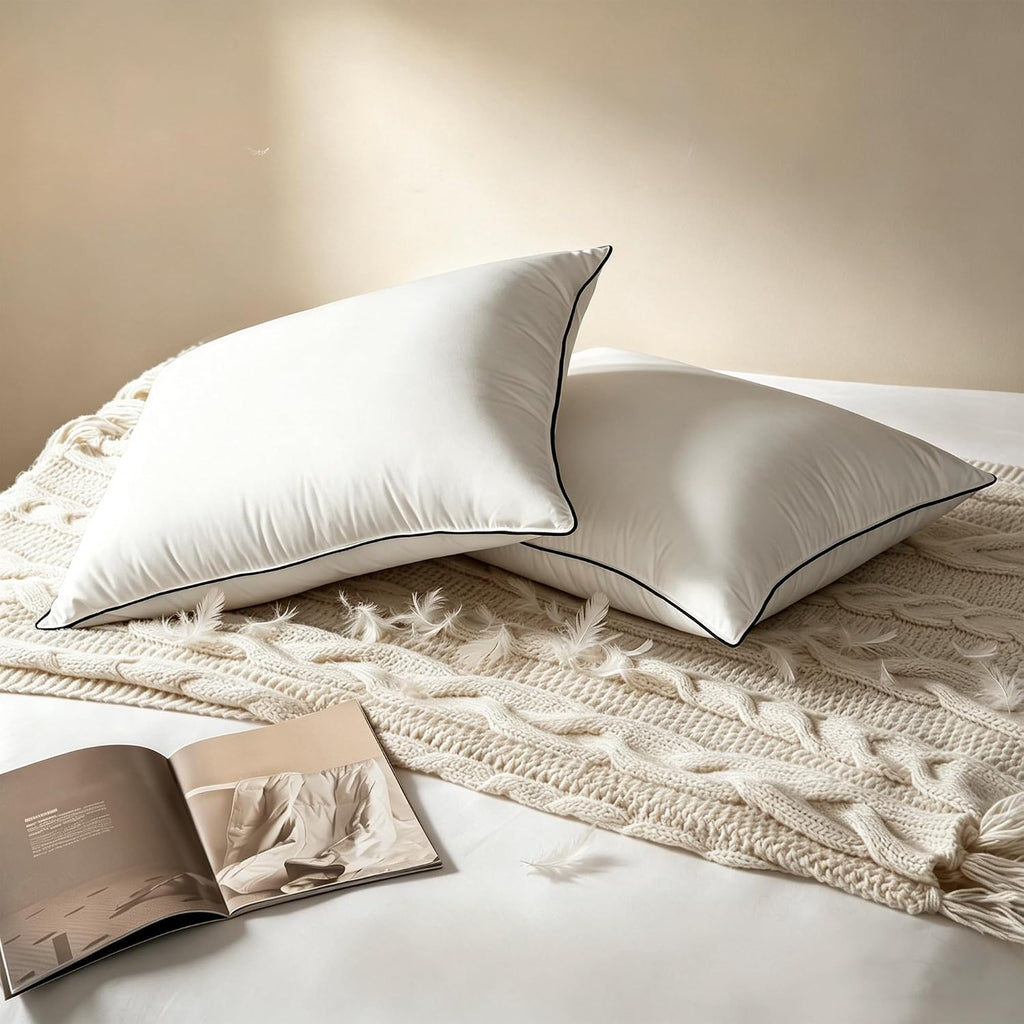 Down Bed Pillows, White Duck Down Feather Filled Pillow Inserts, Luxurious Soft Hotel Bed Pillow for Sleeping with Breathable Cotton…
