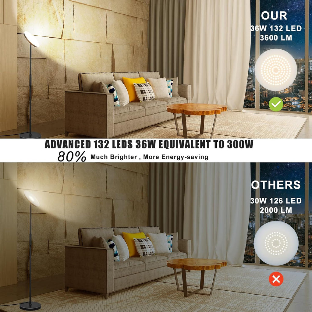 Marctronic Upgraded Torchiere Floor Lamp,36W 3600LM Super Bright LED Floor Lamp for Living Room Bedroom Office, Dimmable Modern Standing Ta…