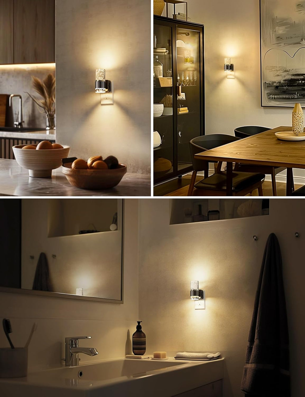 Night Lights Plug into Wall, Dimmable Night Light with Dusk to Dawn Sensor, Acrylic Night Light with Warm Light 3000K, Wall Sconce-Style…