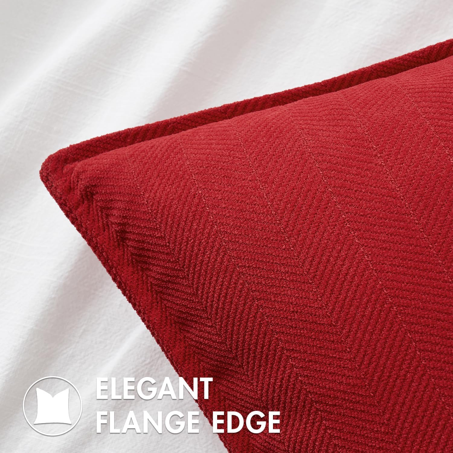 MIULEE Pack of 2 Red Decorative Pillow Covers 20x20 Inch Soft Chenille Luxurious Couch Throw Pillows Farmhouse Cushion Covers with…