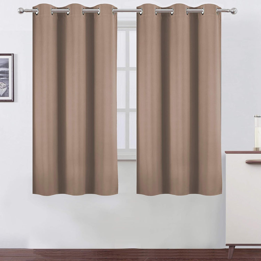 Lemomo Cappuccino Thermal Blackout Curtains/38 x 63 Inch/Set of 2 Panels Room Darkening Curtains for Bedroom 63 Inch silver