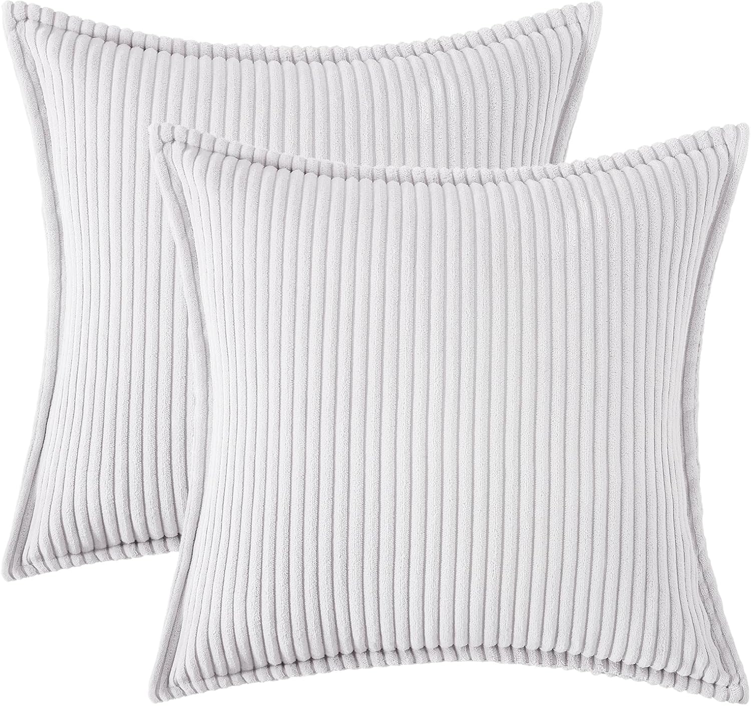 Mecatny Corduroy Summer Throw Pillow Covers 20x20 Set of 2, Neutral Decorative Soft Boho Couch Pillow Covers with Broadside for Sofa…