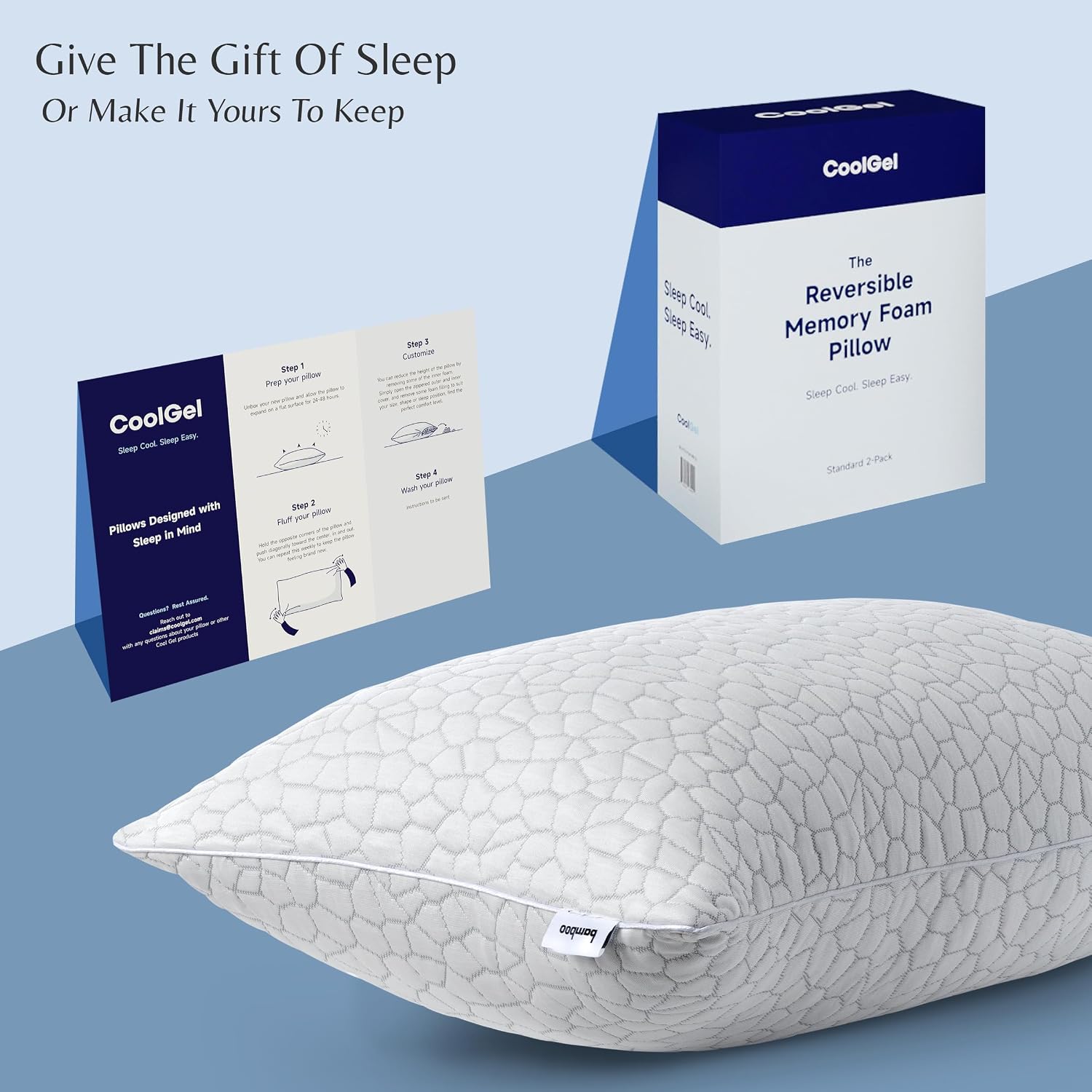 Cool Gel Cooling Pillow for Hot Sleepers - King Size Set of 2 Shredded Memory Foam Pillows for Sleeping - Adjustable Neck & Shoulder…