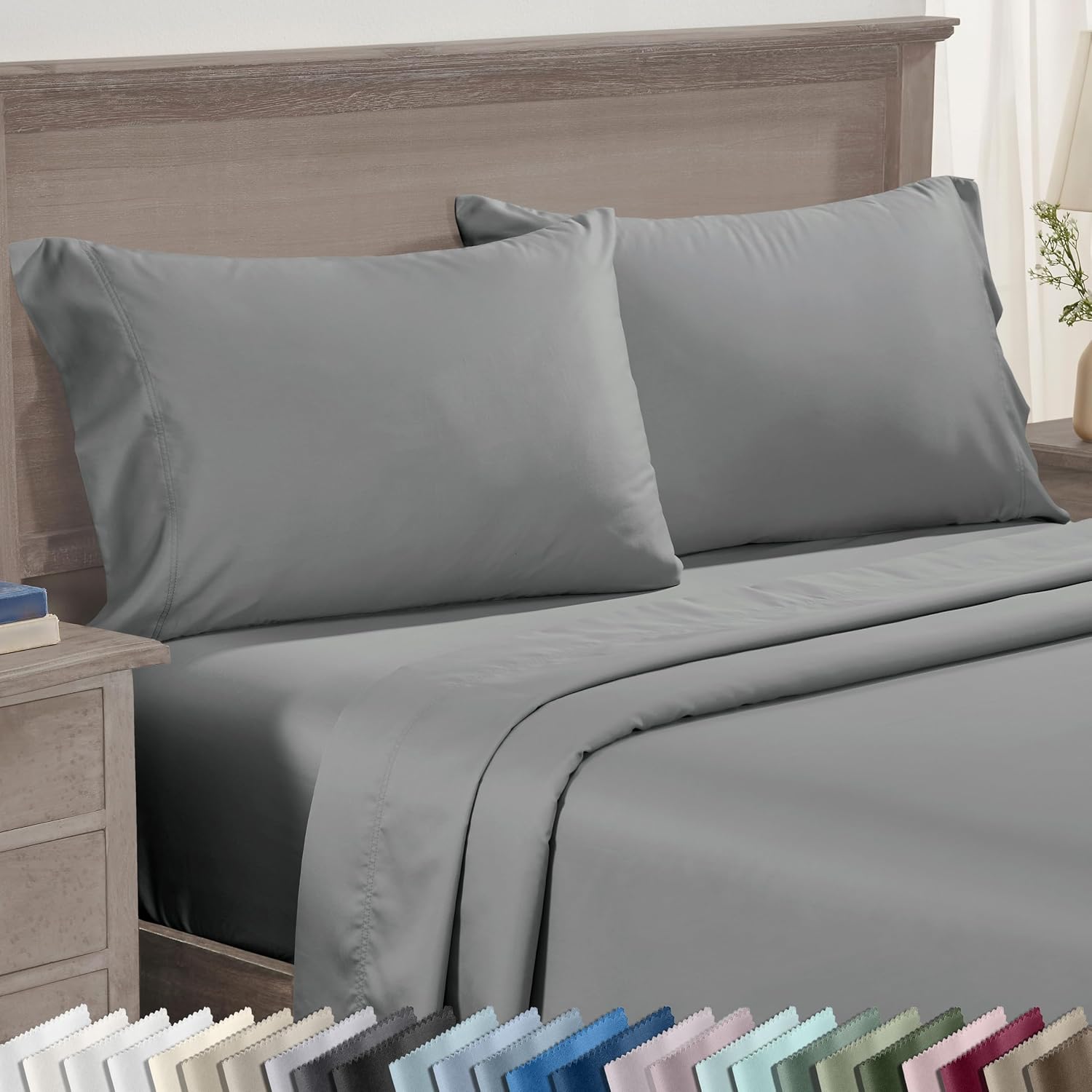 CaliforniaDesignDen Luxuriously Soft 600 Thread Count, 100% Cotton Set of 2 Cases, Crisp Pillow Cases King Size Set of 2, Fits King Pillows…