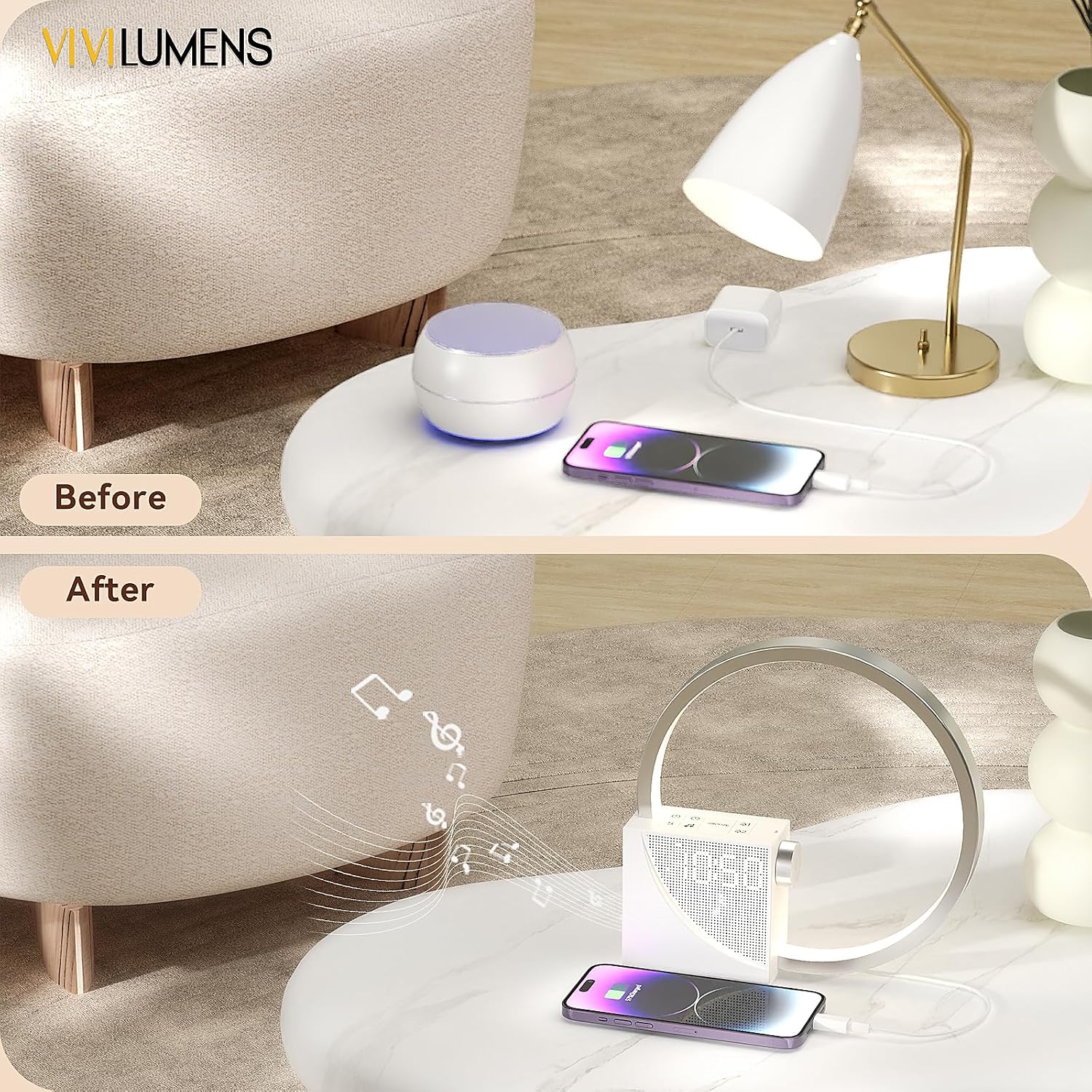 LightUpExquisiteLife Vivilumens Sunrise Digital Alarm Clock, White Noise Sound Machine, Timer with USB Port, Dimmable Digital Clo…