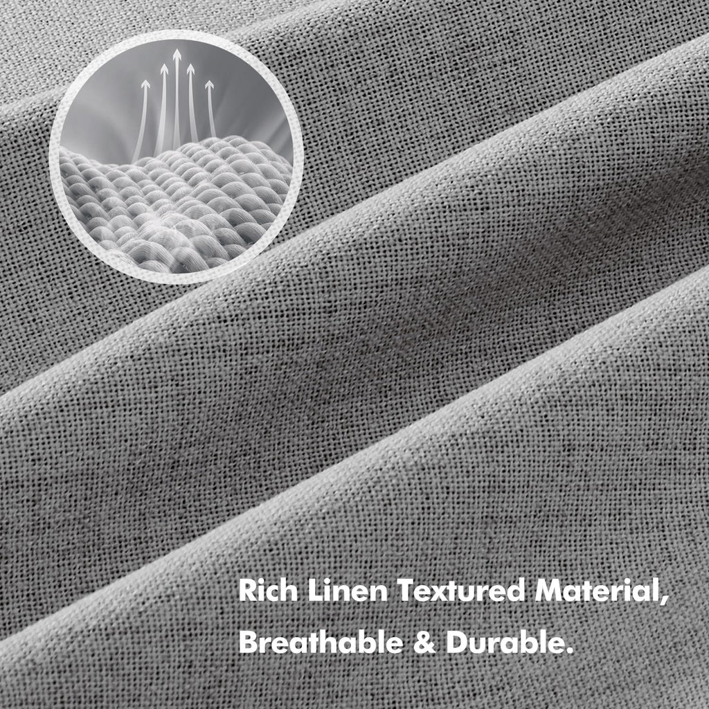 Miulee 100% Blackout Linen Curtains for Bedroom, Glacier Gray Solid Luxury Decor Thermal Insulation Room Darkening Drapes for Living Room N…