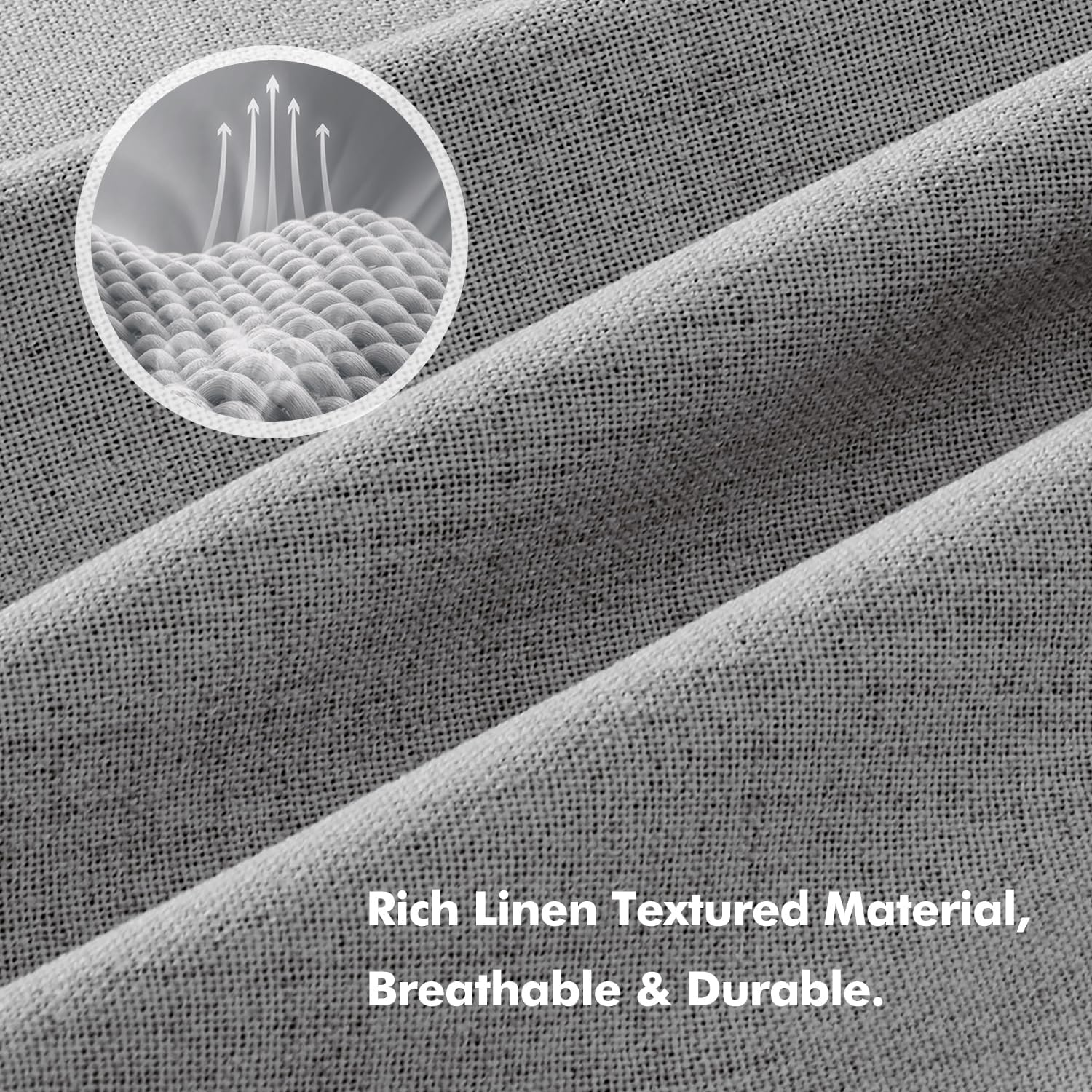 Miulee 100% Blackout Linen Curtains for Bedroom, Glacier Gray Solid Luxury Decor Thermal Insulation Room Darkening Drapes for Living Room N…