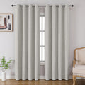 Cucraf 100% Blackout Curtains 63 inches Length 2 Panels Set, Room Darkening Linen Textured Curtain Grommet for Bedroom Living Room, Light B…