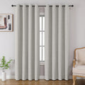 Cucraf 100% Blackout Curtains 90 inches Length 2 Panels Set, Room Darkening Linen Textured Curtain Grommet for Bedroom Living Room, Light B…