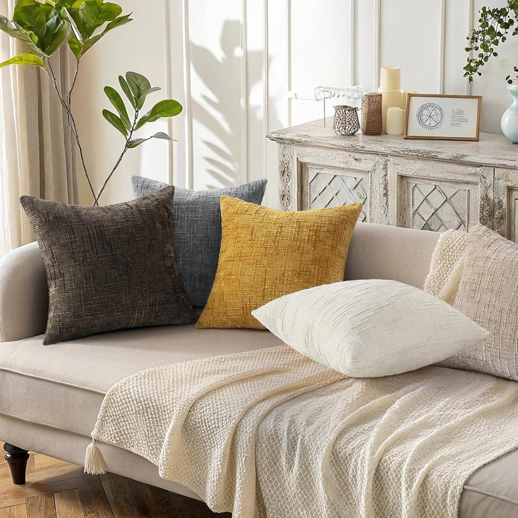 decorUhome Dark Brown Chenille Euro Sham Throw Pillow Covers 22x22 Set of 2 Textured Soft Cozy Slubby Couch Pillow Covers Modern Farmhouse…