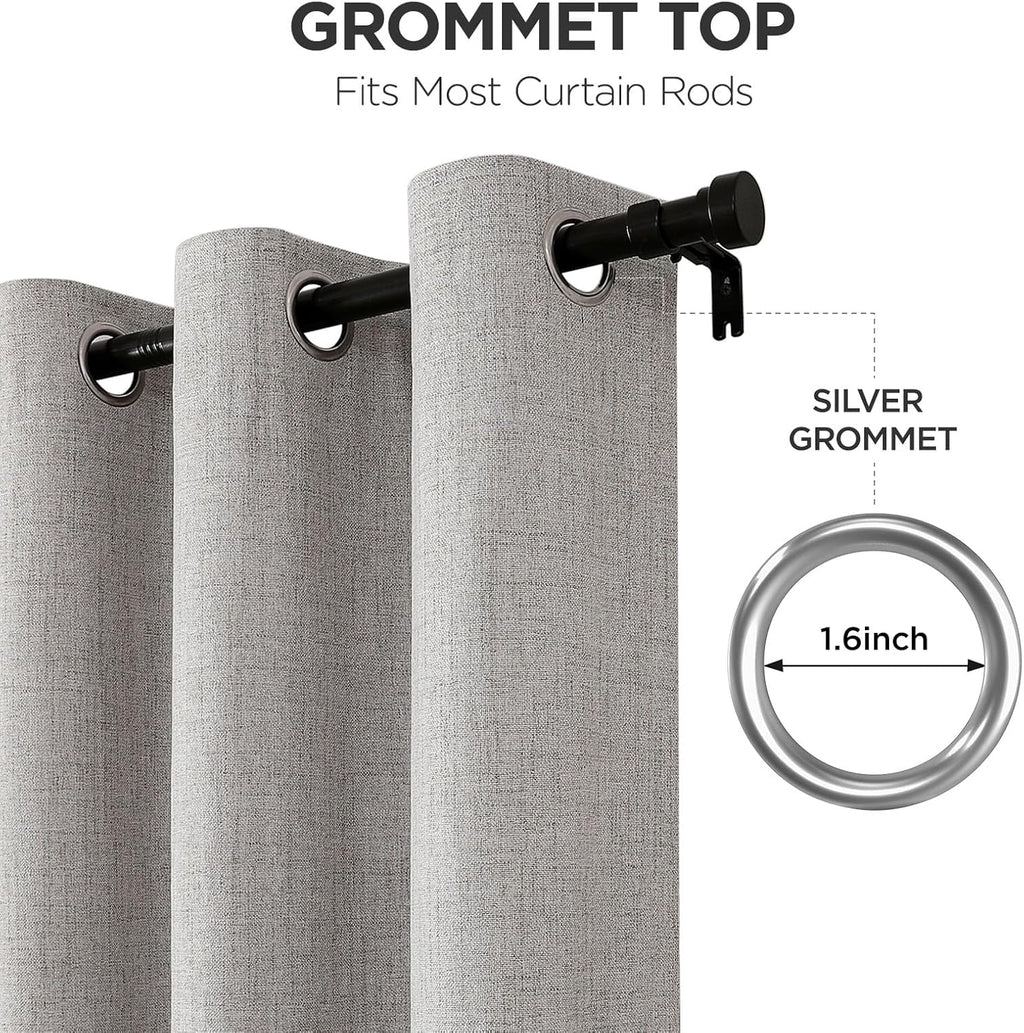 Joydeco Blackout Curtains for Bedroom, Linen Black Out Curtains 84 Inch Long, Light Blocking Drapes 2 Panels Set with Grommet for Living Ro…
