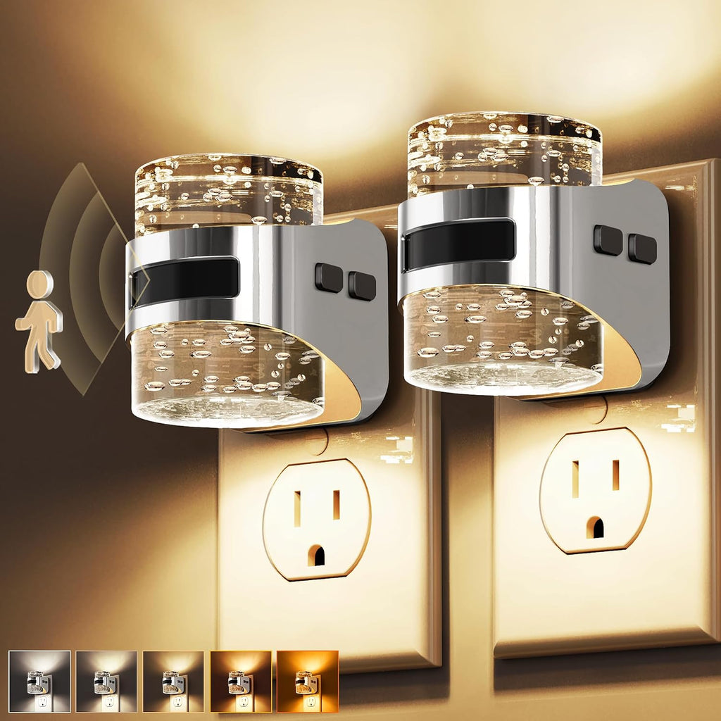 Llohasled L LOHAS LED Motion Sensor Night Light, 2 Pack 5CCT Color Temperature Change Night-Light, Bubble Night Lights Plug into Wall, Dimmab…