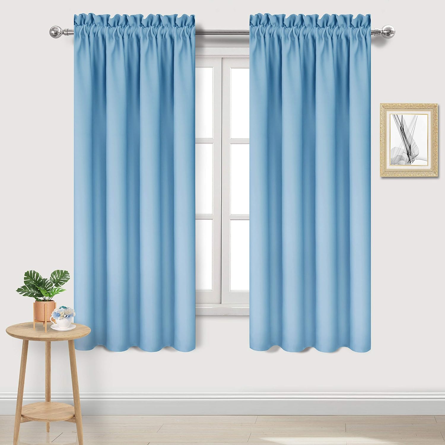 Dwcn Blackout Curtains – Thermal Insulated, Energy Saving & Noise Reducing Bedroom and Living Room Curtains, Light Blue, W 42x L 63 Inch, S…