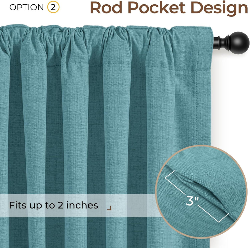 Inovaday 100% Blackout Curtains 96 Inches Length 2 Panels Set, Back Tab/Rod Pocket Linen Black Out Curtains for Bedroom, Thermal Insulated…